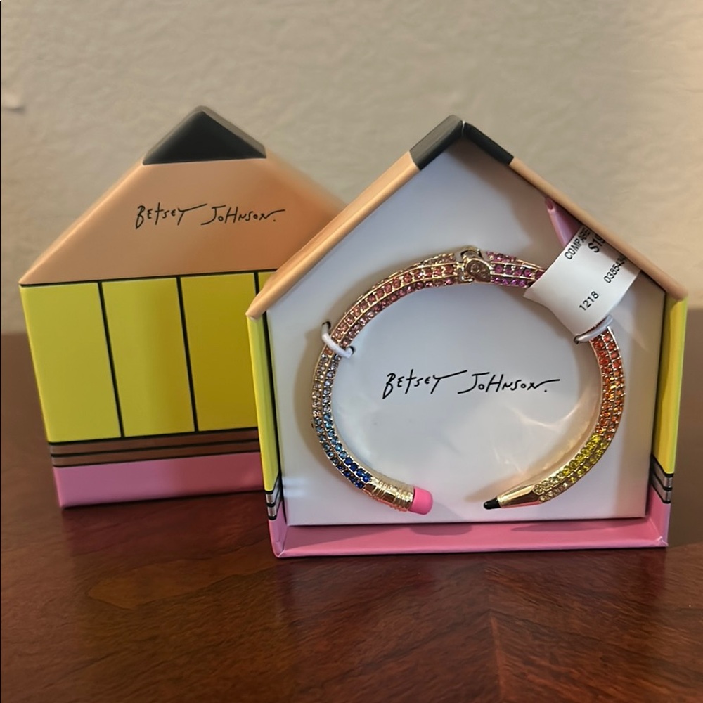 Betsey Johnson Gold and Pink Twisted Bracelet